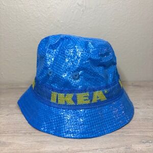 IKEA KNORVA Blue Frakta Bag Bucket Hat Yellow Logo Streetwear 504.473.38